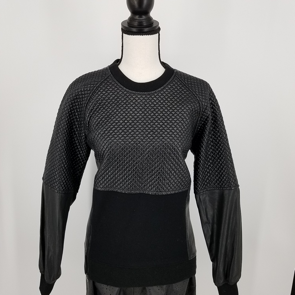 BCBG MaxAzria Faux Leather Sweatshirt